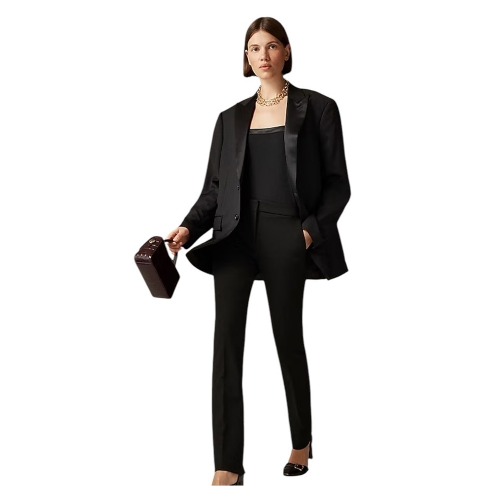 J Crew Black Going Out Slim Pant in Four Season Stretch Womens Size 0 Straight